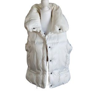 INC ivory white puffer down feather vest convertible collar size M